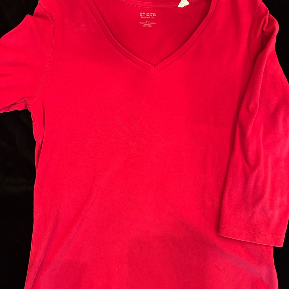 Chico's Cherry Red V-Neck Top (Chico size 1)